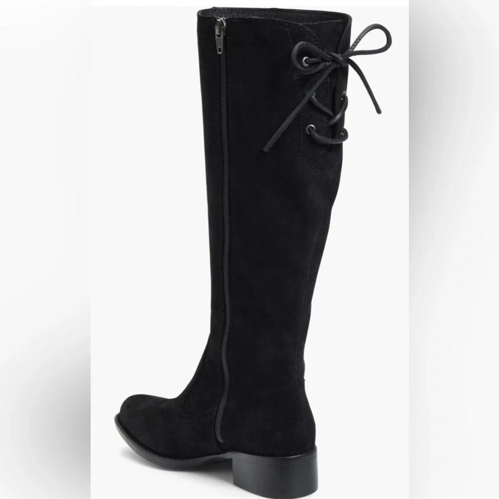 Born Cotto Tall Leather Boots Women's Black Knee-High Zip Up Boots Size 8